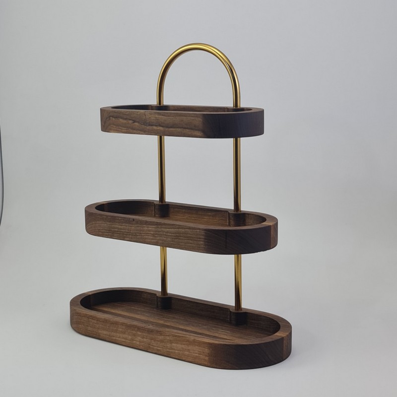 استند شیرینیخوری -آجیل و تنقلات چوبی مدل Walnut Charm - Image 3