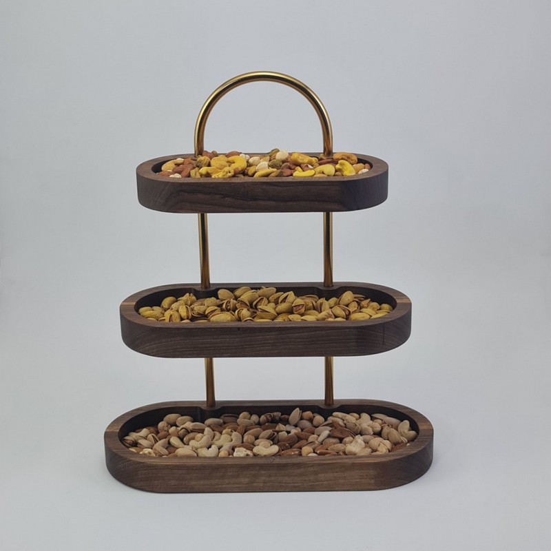 استند شیرینیخوری -آجیل و تنقلات چوبی مدل Walnut Charm - Image 5