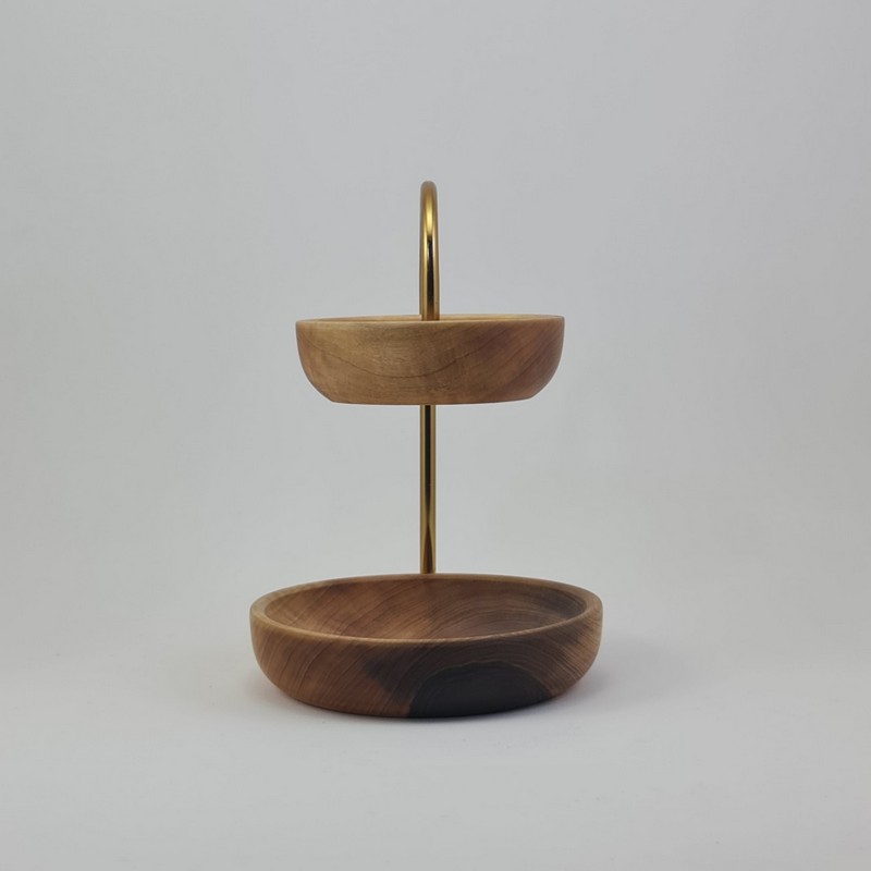 استند مینی شیرینیخوری و شکلاتخوری چوبی 2 طبقه مدل Walnut Petite - Image 3